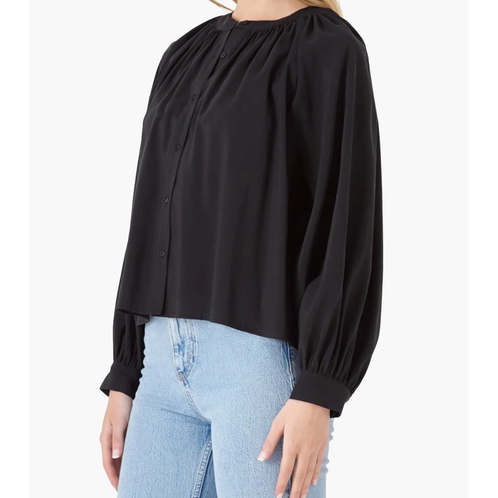 English Factory Black Long Sleeve Boxy Blouse